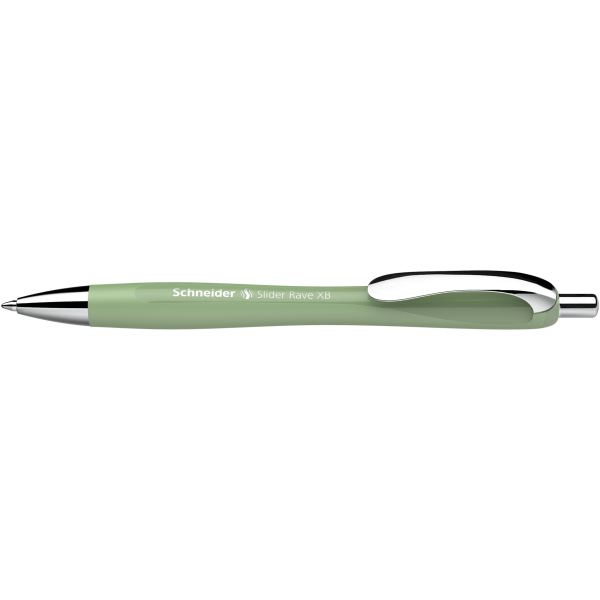 Stylo à bille - Encre bleue - Pointe large - Corps vert - Rétractable - Schneider Slider Rave