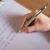 Stylo à bille - Encre bleue - Pointe large - Corps vert - Rétractable - Schneider Slider Rave
