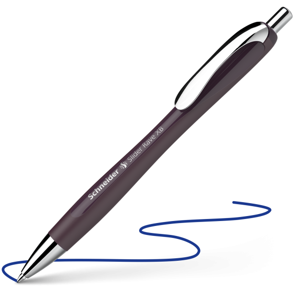 Stylo à bille - Encre bleue - Pointe large - Corps prune - Rétractable - Schneider Slider Rave