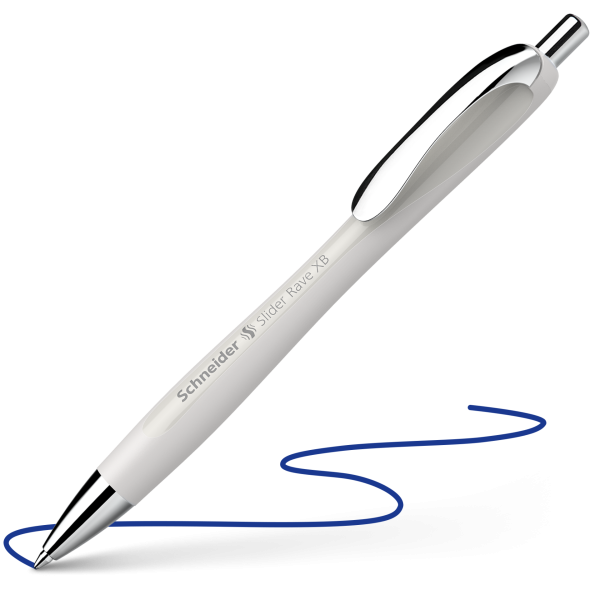 Stylo à bille - Encre bleue - Pointe large - Corps gris - Rétractable - Schneider Slider Rave