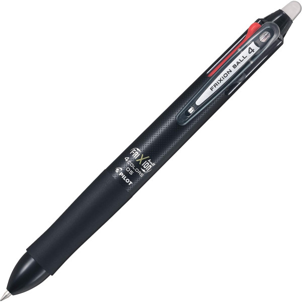 photo-Stylo 4 couleurs - Frixion Ball - Encre gel effaçable - Pointe fine - Corps noir