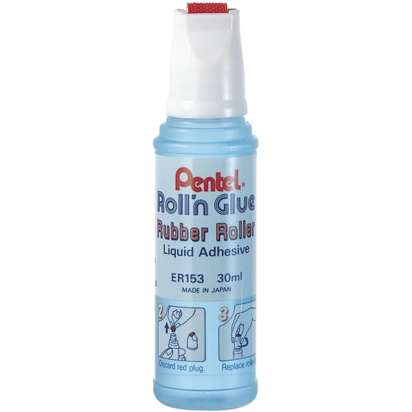 photo-Colle liquide - Flacon avec rouleau applicateur - Pour papier, carton - Pentel - Roll'n Glue