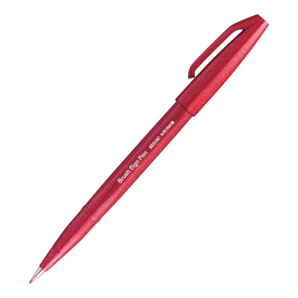 photo - Feutre - Rouge - Encre aquarellable - Pointe pinceau - Dessin - Croquis - Calligraphie - Pentel