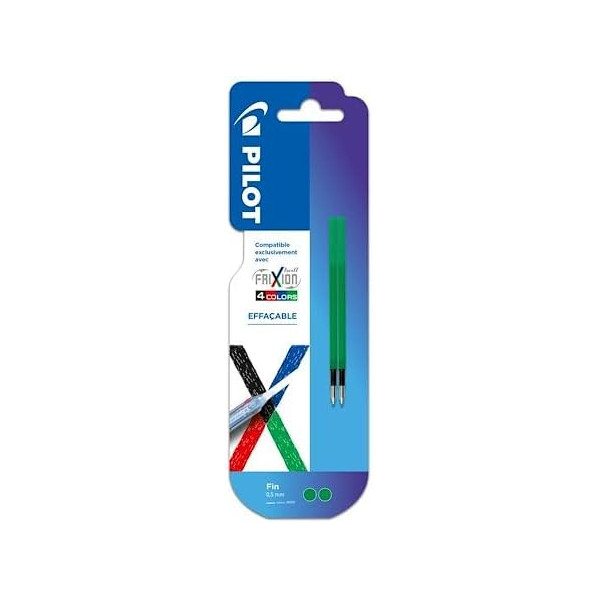 photo - Lot de 2 recharges - FriXion 4 couleurs - Vert - Pointe fine 0,5mm - Pilot