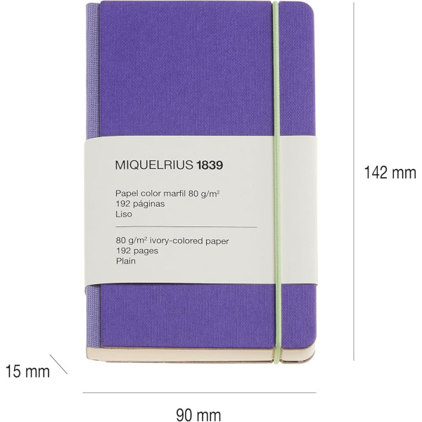 Carnet - Violet - 90x142mm - 192 pages - 80g - Miquelrius