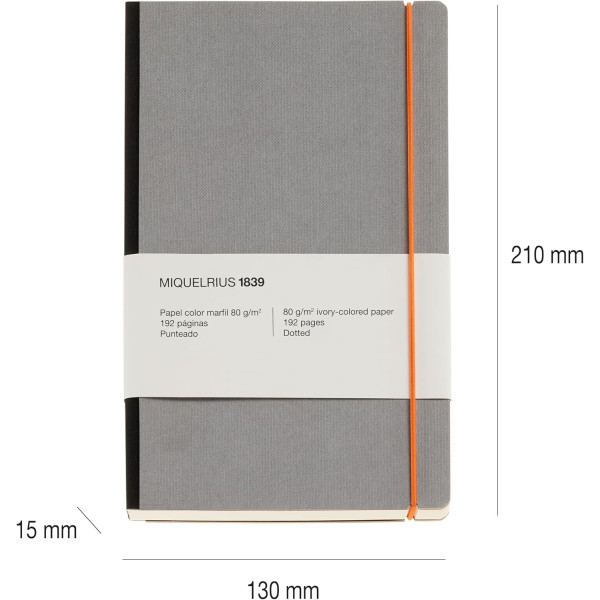 Carnet - Gris - A5 - 192 pages - 80g - Miquelrius