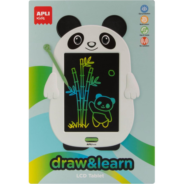photo - Tablette à dessin - Écran LCD 8,5 pouces - Avec stylet - Effaçable - Forme de panda - Apli Kids