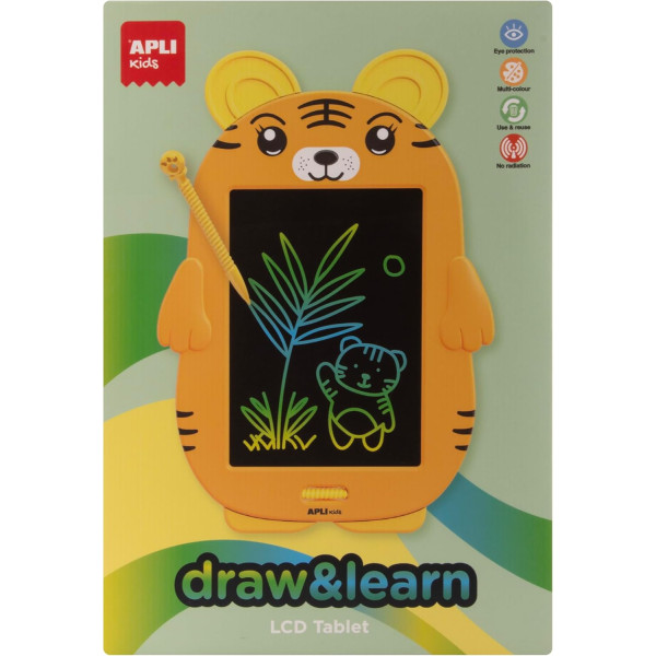 photo - Tablette - Ardoise - Écran LCD 8,5 pouces - Pour apprendre à dessiner - Forme de tigre - Apli Kids
