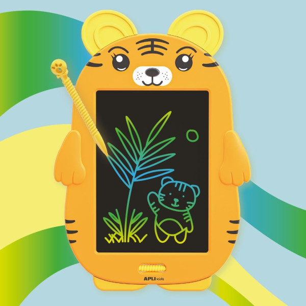 Tablette à dessin - Écran LCD 8,5 pouces - Avec stylet - Effaçable - Forme de Tigre - Apli Kids