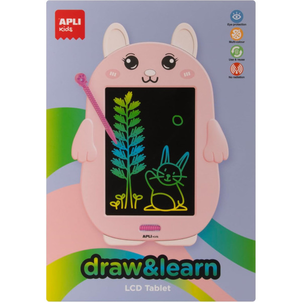 photo - Tablette à dessin - Écran LCD 8,5 pouces - Avec stylet - Effaçable - Forme de Lapin - Apli Kids