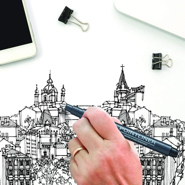 Pochette de 5 feutres de dessin - Pointliner - Dessin et écriture - Assortiment - Pentel Arts