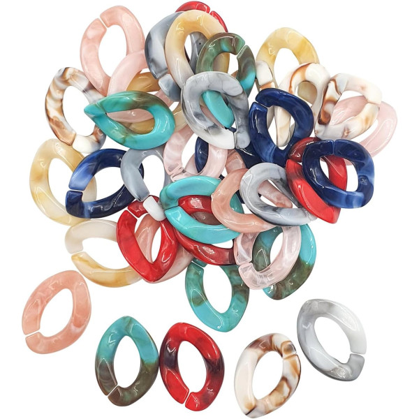photo - Sachet de perles - Chaînons marbrés - Assortiments de couleurs - 40 pièces