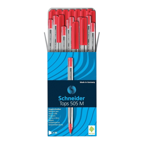 photo - Boîte de 50 stylos à bille - Rouge - Pointe moyenne - Schneider - Tops 505 M
