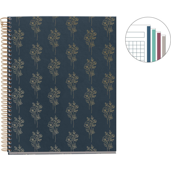 Cahier - A5 - Petits carreaux - Spirales - Couverture rigide - 100 feuilles - Miquelrius