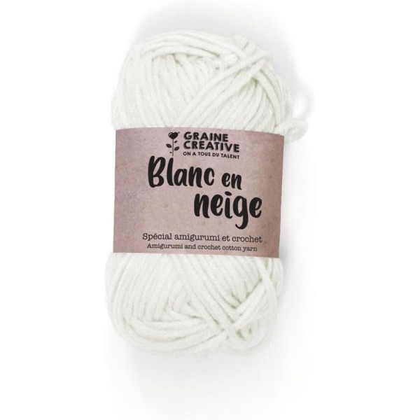 photo - Fil de coton - Spécial crochet et amigurumi - Blanc - 55m - Graine créative