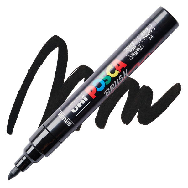 Marqueur POSCA - Noir - Pointe brush - PC5BR - Tous supports