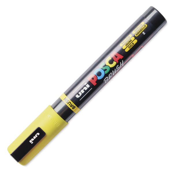 Marqueur POSCA - Jaune - Pointe brush - PC5BR - Tous supports
