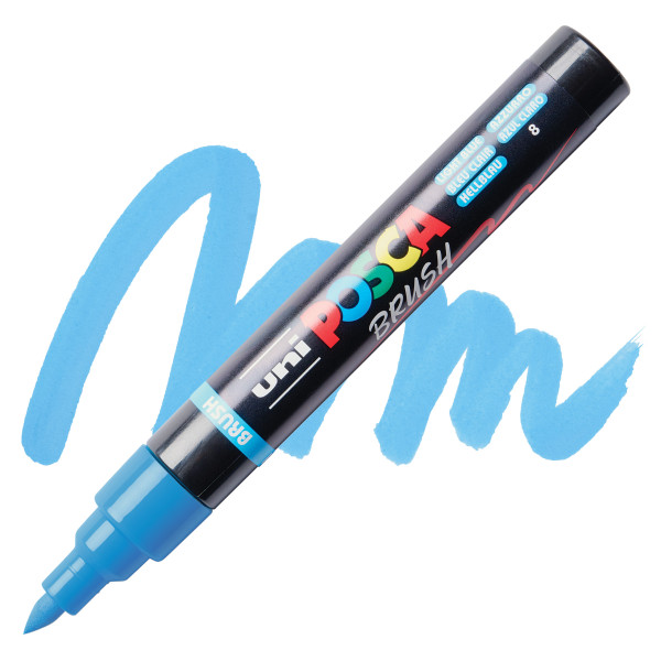 Marqueur POSCA - Bleu clair - Pointe brush - PC5BR - Tous supports