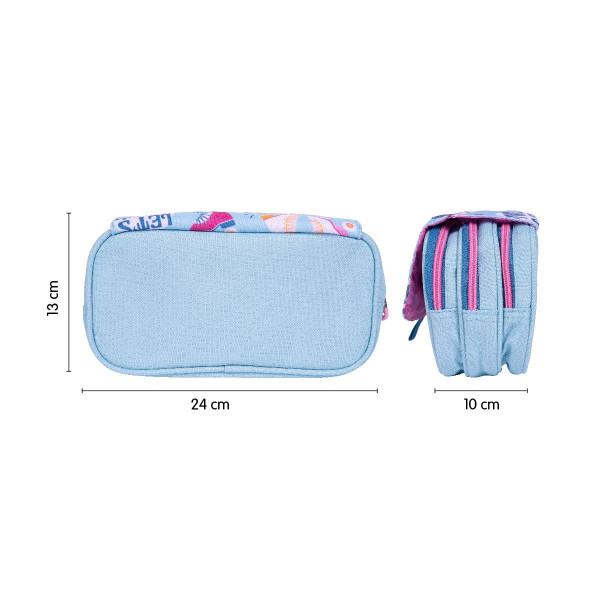 Trousse - 3 compartiments - Rectangulaire - Avec rabat - Scolaire - 13x24x10 - Milan