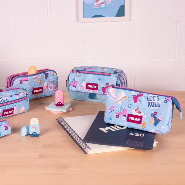 Trousse - 3 compartiments - Rectangulaire - Avec rabat - Scolaire - 13x24x10 - Milan