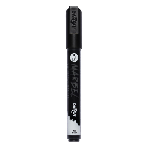 phoot-Marqueur - Peinture acrylique - Noir - Permanent - Pointe biseautée 6mm - Marbel - Darwi