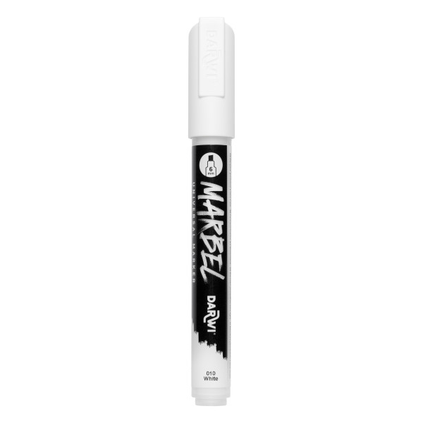 photo-Marqueur - Peinture acrylique - Blanc - Permanent - Pointe biseautée 6mm - Marbel - Darwi