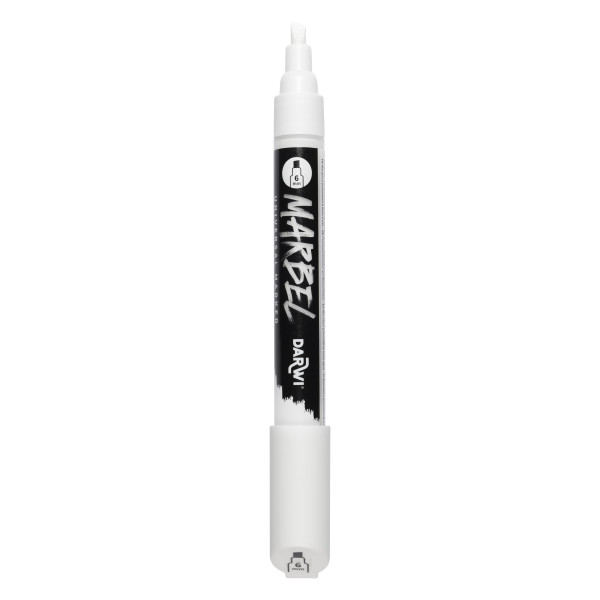 Marqueur - Peinture acrylique - Blanc - Permanent - Pointe biseautée 6mm - Marbel - Darwi