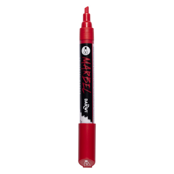 Marqueur - Peinture acrylique - Rouge - Permanent - Pointe biseautée 6mm - Marbel - Darwi