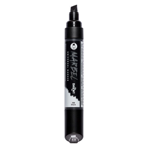 Marqueur - Peinture acrylique - Noir - Permanent - Pointe biseautée 12mm - Marbel - Darwi
