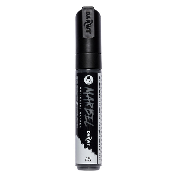 photo-Marqueur - Peinture acrylique - Noir - Permanent - Pointe biseautée 12mm - Marbel - Darwi