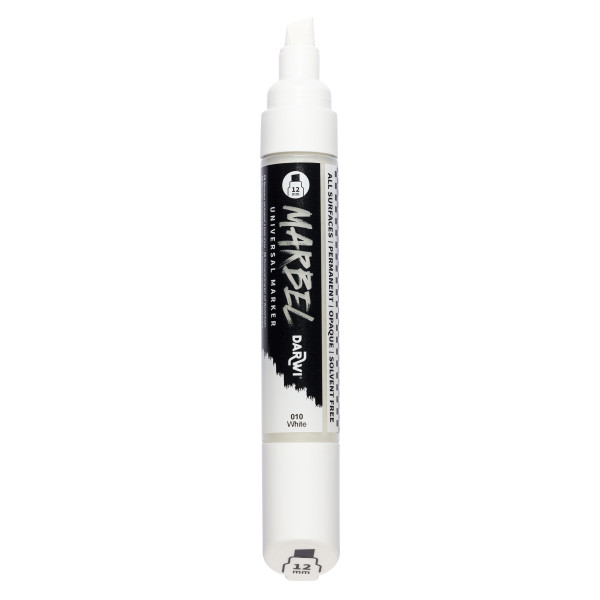Marqueur - Peinture acrylique - Blanc - Permanent - Pointe biseautée 12mm - Marbel - Darwi