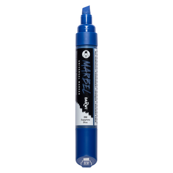 Marqueur - Peinture acrylique - Bleu saphir - Permanent - Pointe biseautée 12mm - Marbel - Darwi
