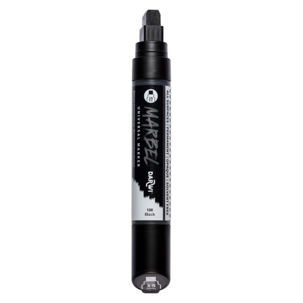 Marqueur - Peinture acrylique - Noir - Permanent - Pointe rectangulaire 15mm - Marbel - Darwi