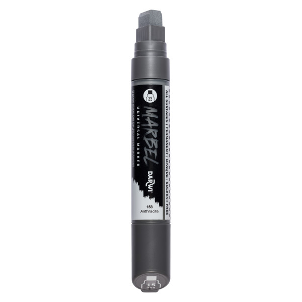 Marqueur - Peinture acrylique - Anthracite - Permanent - Pointe rectangulaire 15mm - Marbel - Darwi