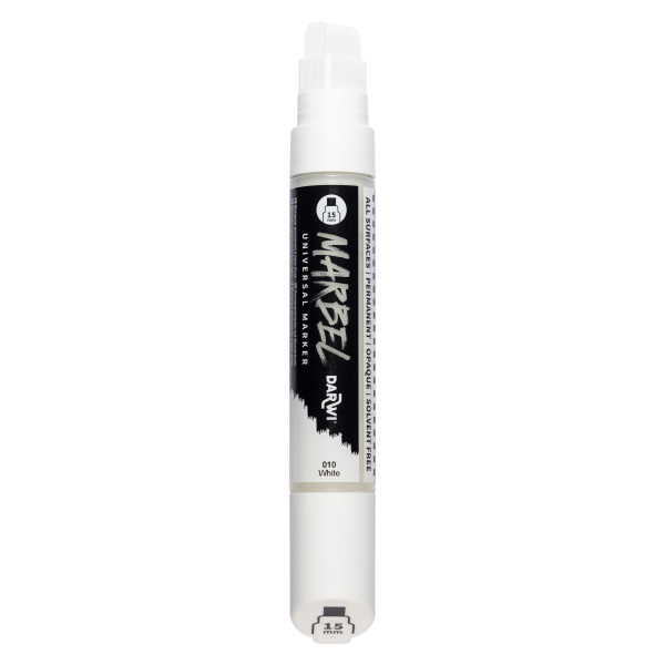 Marqueur - Peinture acrylique - Blanc - Permanent - Pointe rectangulaire 15mm - Marbel - Darwi