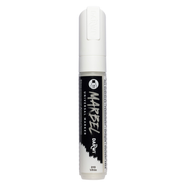 photo-Marqueur - Peinture acrylique - Blanc - Permanent - Pointe rectangulaire 15mm - Marbel - Darwi