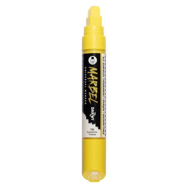 Marqueur - Peinture acrylique - Jaune - Permanent - Pointe rectangulaire 15mm - Marbel - Darwi
