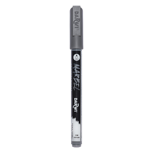 photo-Marqueur - Peinture acrylique - Anthracite - Permanent - Pointe fine 2mm - Marbel - Darwi