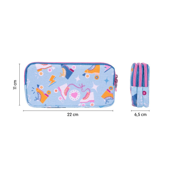 Trousse - 3 compartiments - Scolaire - Rectangulaire - 22x11x6,5cm - Milan