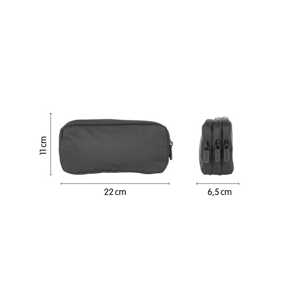 Trousse - 3 compartiments - Noir - Scolaire - Rectangulaire - 22x11x6,5 - Milan