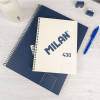 Cahier - A5 - Petits carreaux - Spirales - 80 feuilles - Couverture rigide - Bleu