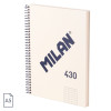 photo-Cahier - A5 - Petits carreaux - Spirales - 80 feuilles - Couverture rigide - Beige