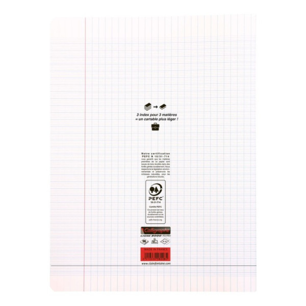 Cahier - 24x32cm - Grands carreaux - 96 pages - Avec index couleur - Polypro - Transparent