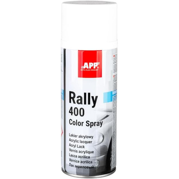 photo-Bombe de peinture - Blanc - Brillant - Acrylique - Carrosserie - APP - Rally 400 - 400ml