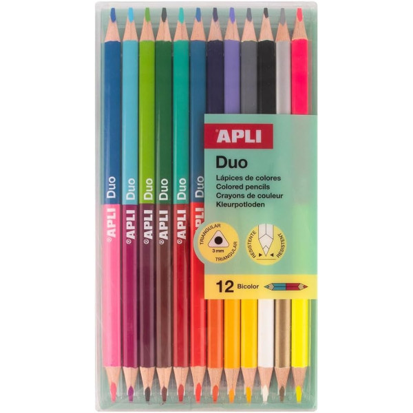 photo-Crayons de couleurs - Double pointe - 24 couleurs vives - Scolaire - Coloriage - Apli Kids