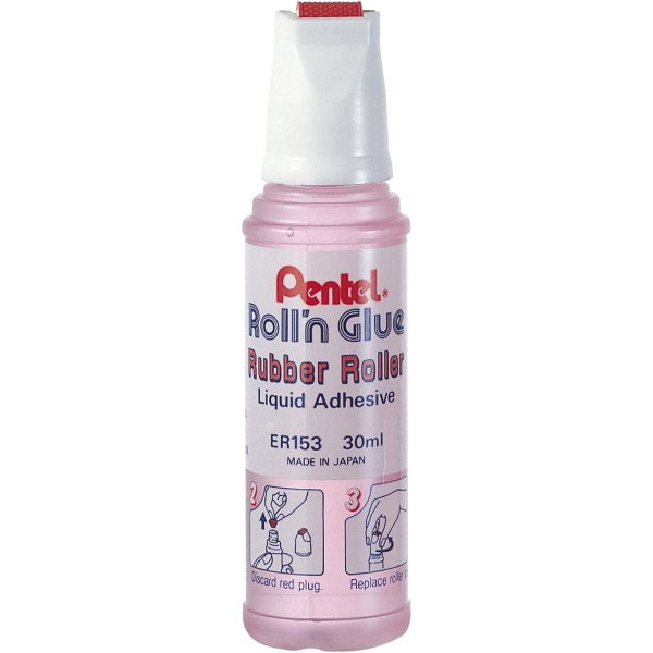 photo-Colle liquide - Flacon avec rouleau applicateur - Pour papier, carton - Pentel - Roll'n Glue