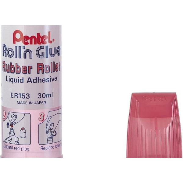 Colle liquide - Flacon avec rouleau applicateur - Pour papier, carton - Pentel - Roll'n Glue