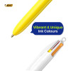 Stylo bille - 4 couleurs - Pointe moyenne - Bic - Corps jaune
