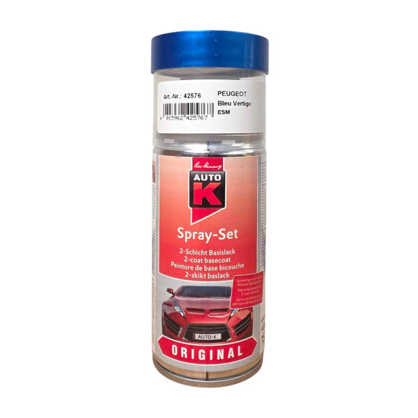 photo - Bombe de peinture pour carrosserie - Peugeot - ESM Bleu vertigo - 150 ml - Auto K