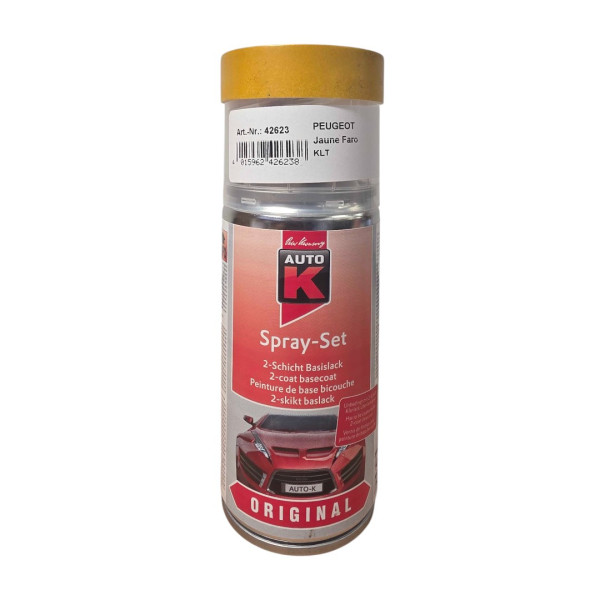 photo - Bombe de peinture pour carrosserie - Peugeot - KLT Jaune faro - 150 ml - Auto K